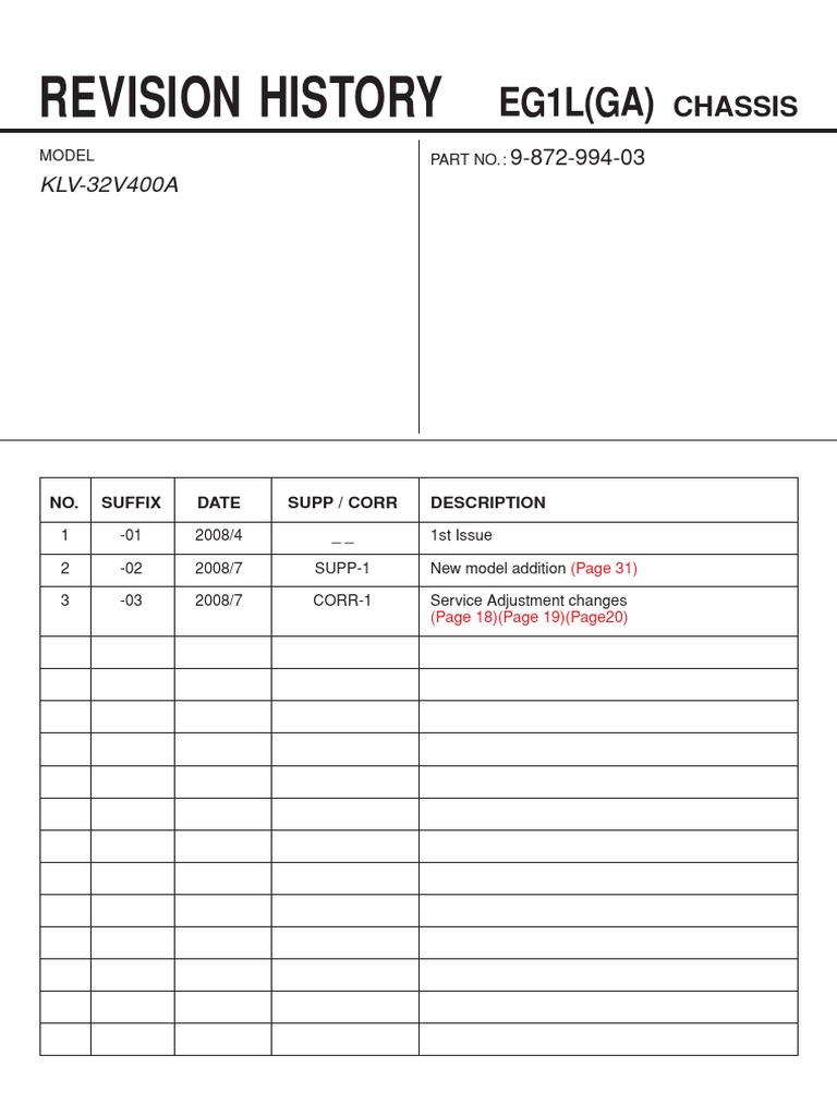 Sony Klv-32v400a klv-32v400b Chassis Eg1l 987299403 Rev.3 | PDF ...