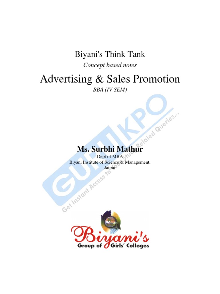 Advertising & Sales Promotion | PDF | Poster | Advertising