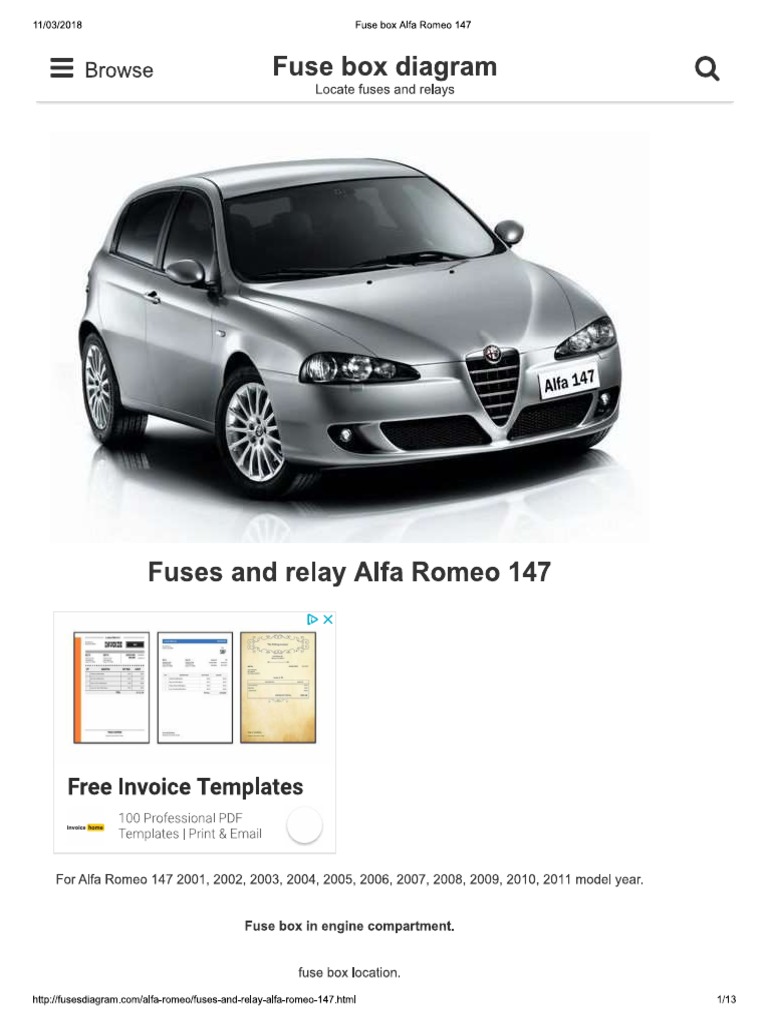 Alfa 147 Fuse Box PDF