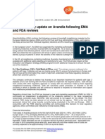 GSK Regulatory Update On Avandia Following EMA and FDA Reviews 23-09-10 LSE Announcement