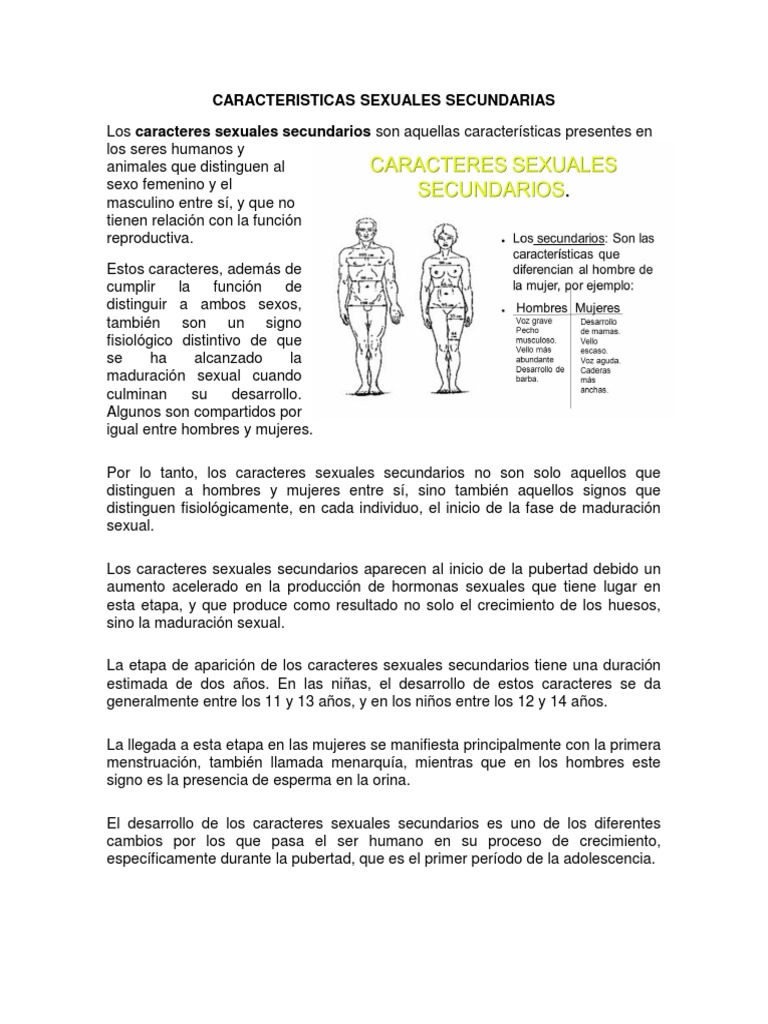 Características sexuales secundarias femeninas | PDF | Pecho | Pubertad
