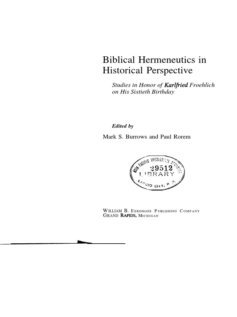 00029 Burrows Rorem Biblical Hermeneutics In Historica Ab1 Exegesis Theology