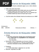 Árboles Binarios de Búsqueda (ABB) : ABB Árbol Binario Ordenado Según Uno o Más Criterios Cada Nodo Tiene Dos Hijos