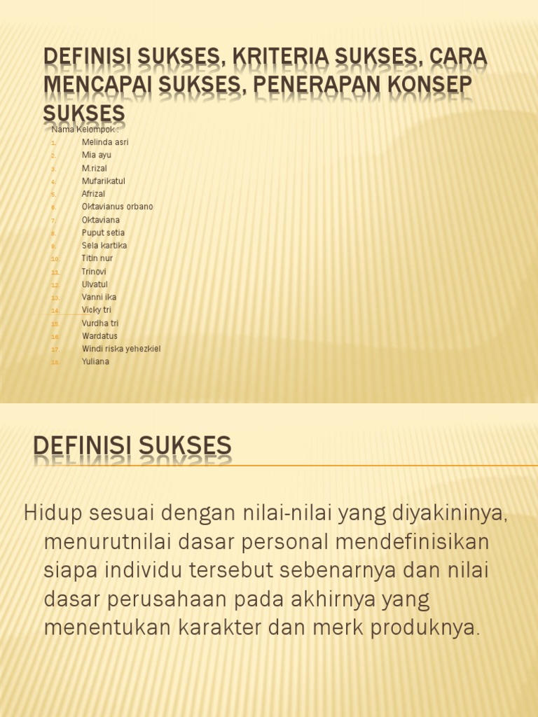 Definisi Sukses Kriteria Sukses Cara Mencapai Pdf