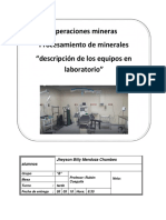 Operaciones Mineras Procesamiento de Minerales "Descripción de Los Equipos en Laboratorio"