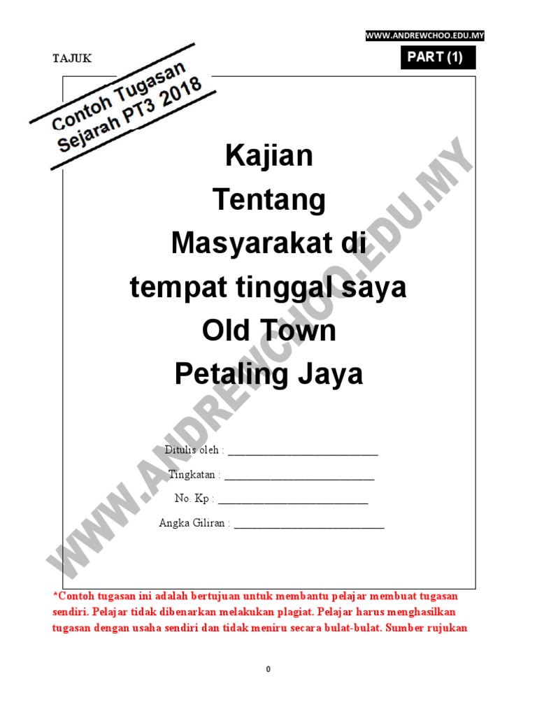 Contoh Tugasan Sejarah PT3 2018 Kajian Masyarakat Di ...