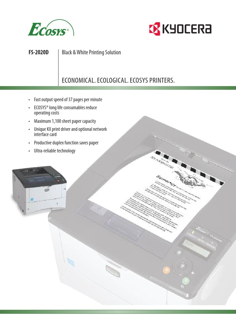 Fs 2020d Spec | Printer (Computing) | Windows Server 2003