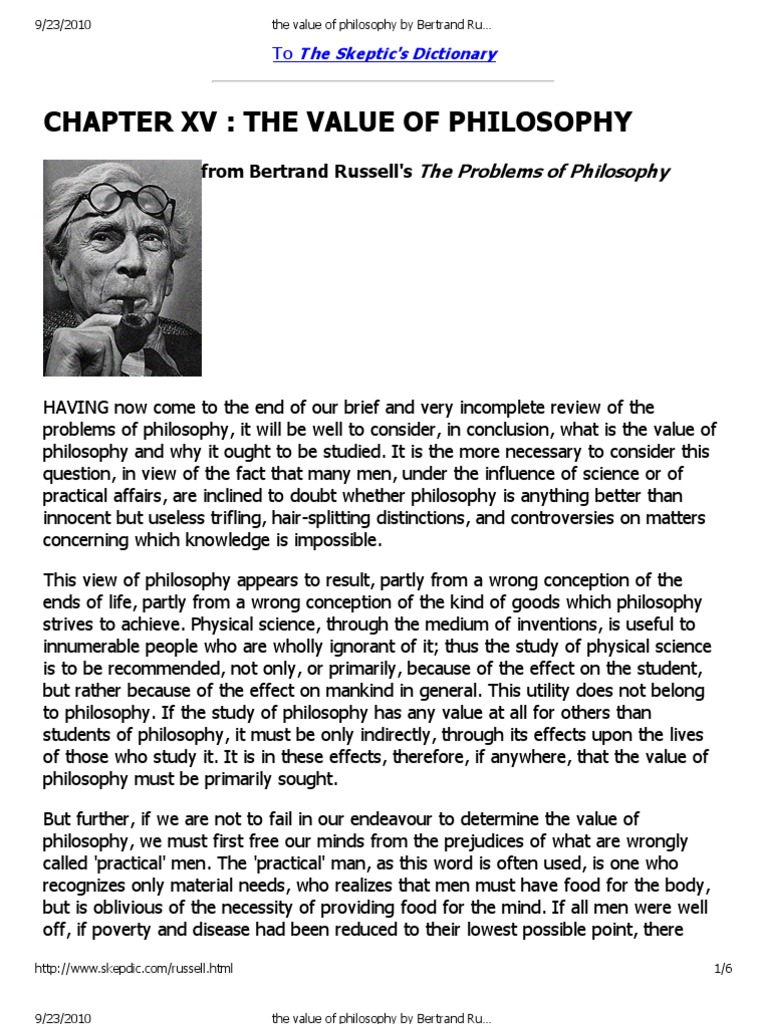 Cover of The Value of Philosophy by Bertrand Russell