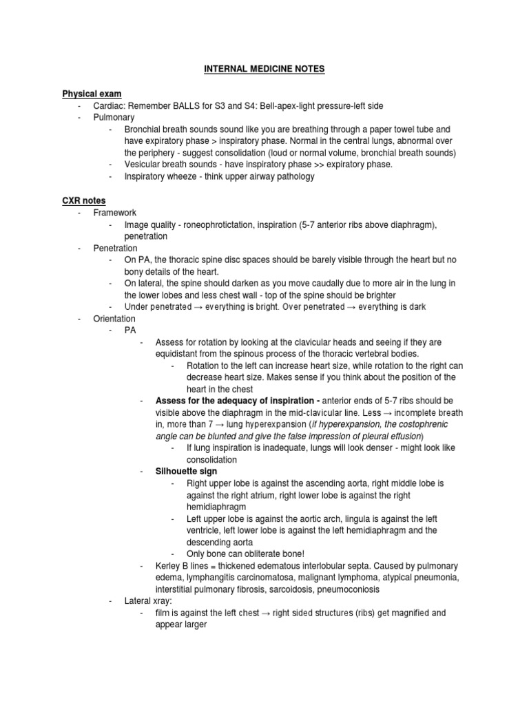 Internal Medicine Exam Notes Summary | PDF | Percutaneous Coronary ...