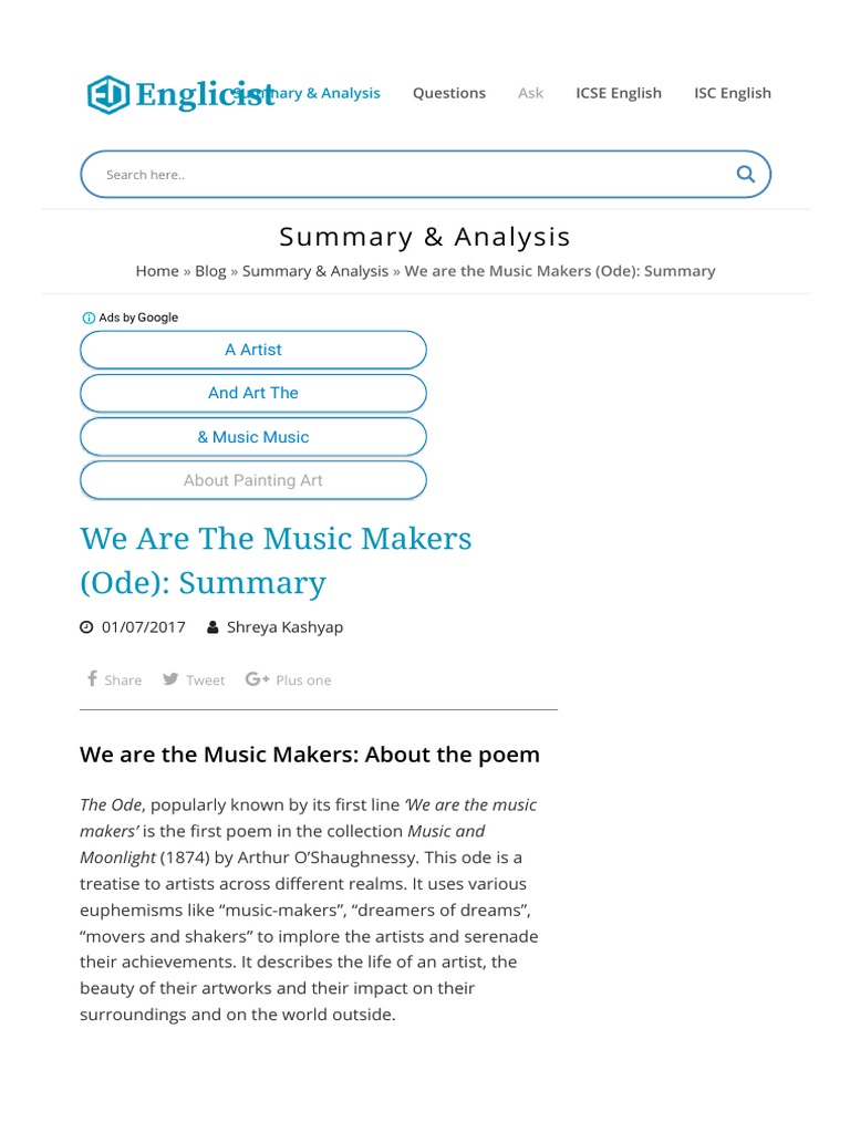 We Are the Music Makers (Ode)_ Summary _ Englicist Babylon Poetry