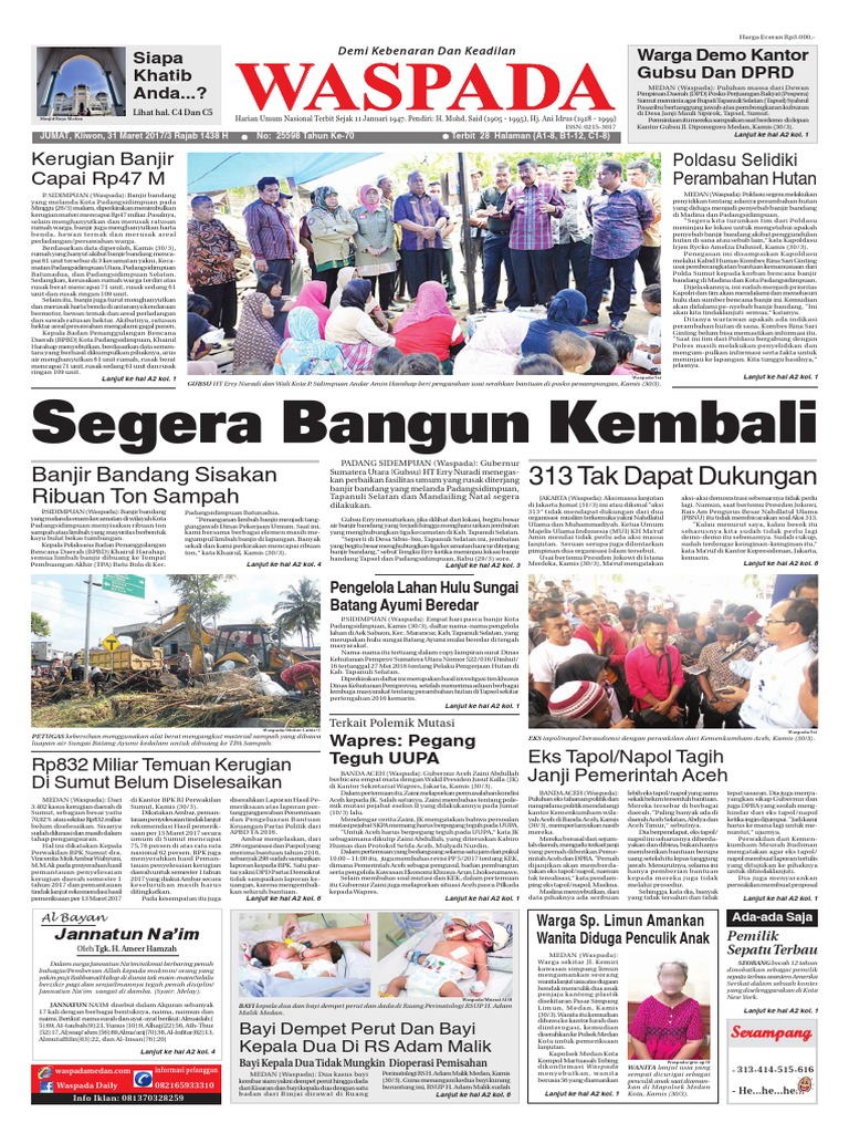 Waspada Jumat 31 Maret 2017