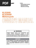 Download Kawasaki KLX250S Owners Manual - 01 Top by Iuri Braga SN38024359 doc pdf
