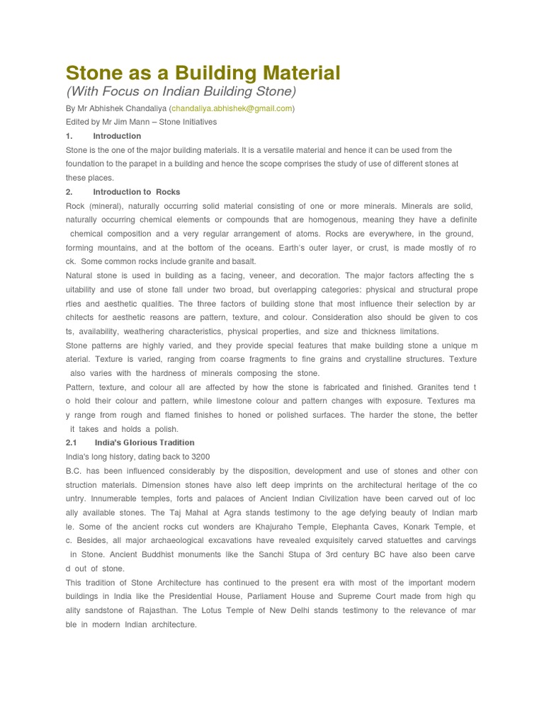 Building with Indian Stone Types | PDF | Sedimentary Rock | Rock (Geology)