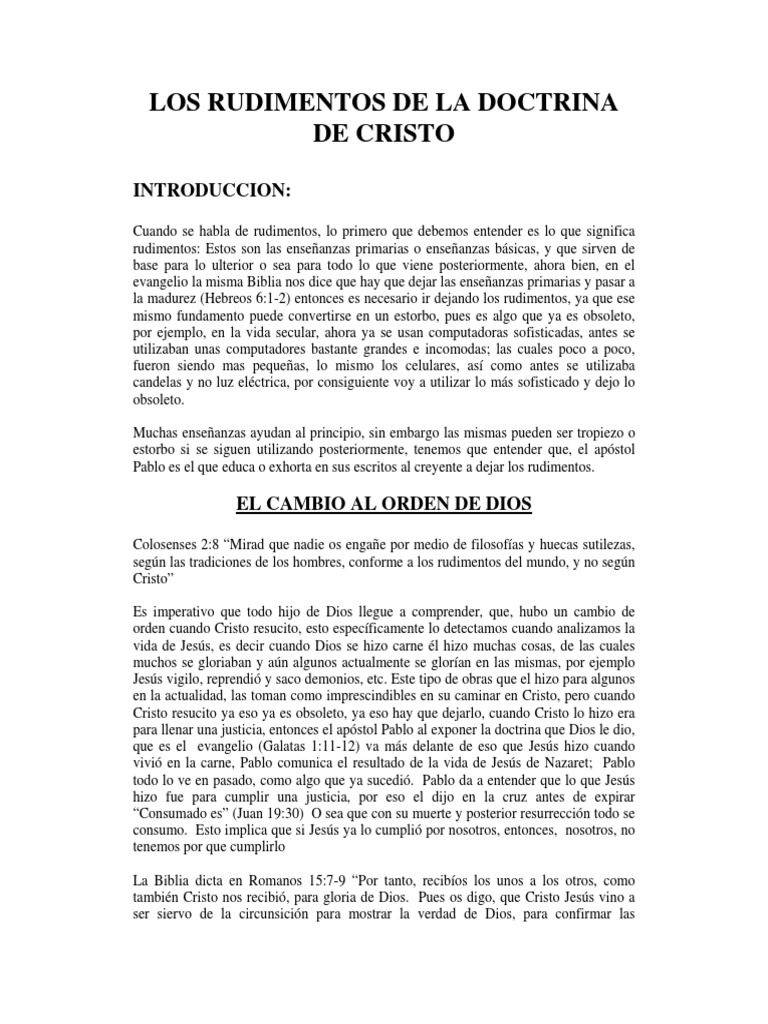 Los Rudimentos de La Doctrina de Cristo PDF | PDF | Epístola a los ...