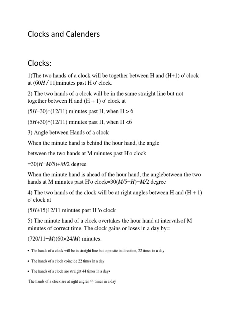 Clocks and Calenders PDF | PDF