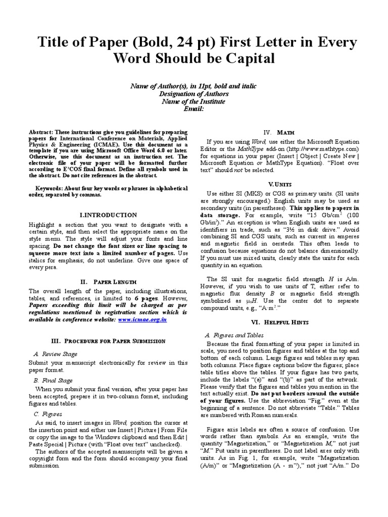 ICMAE Paper Format Bracket Grammar For Applied Physics Letters Template Word ICMAE Paper Format Bracket Grammar For Applied Physics Letters Template Word