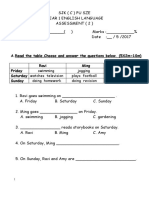 A.Read The Table - Choose and Answer The Questions Below. (5X2m 10m) Ravi Ming Amy Friday Saturday Watches Television Plays Football Sunday Doing Homework Doing Revision