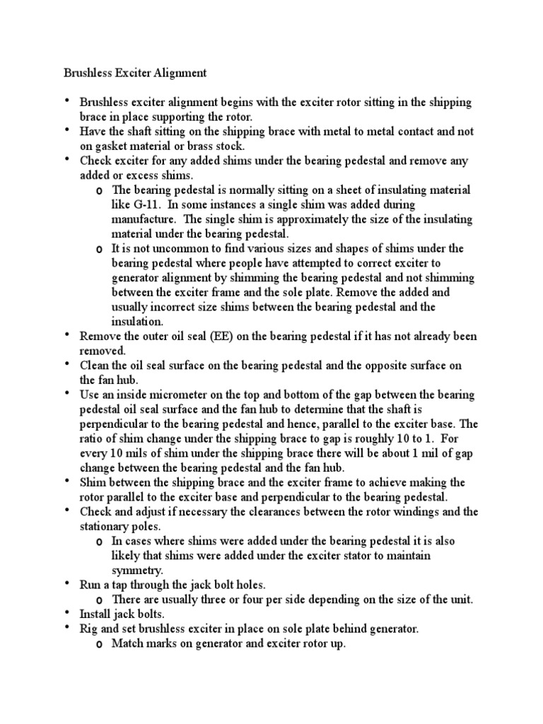 Brushless Exciter Alignment Guide | PDF | Bearing (Mechanical ...