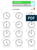 Matemática: - Escreve o Tempo em Cada Relógio