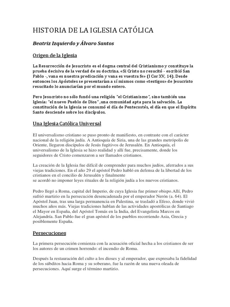 Historia de la Iglesia Católica | PDF | Iglesia Católica | Cristo (título)