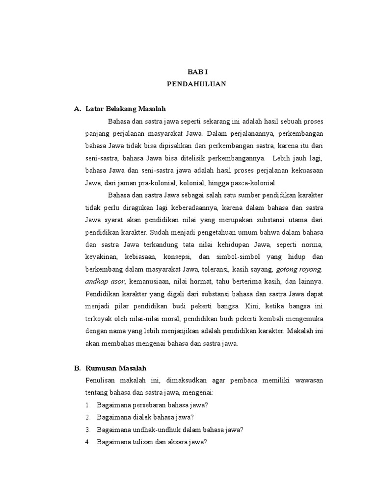 Makalah Bahasa Jawa Bahasa Dan Sastra Jawa