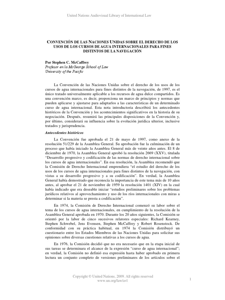Convención de Las Naciones Unidas Sobre El Derecho de Los Usos de Los