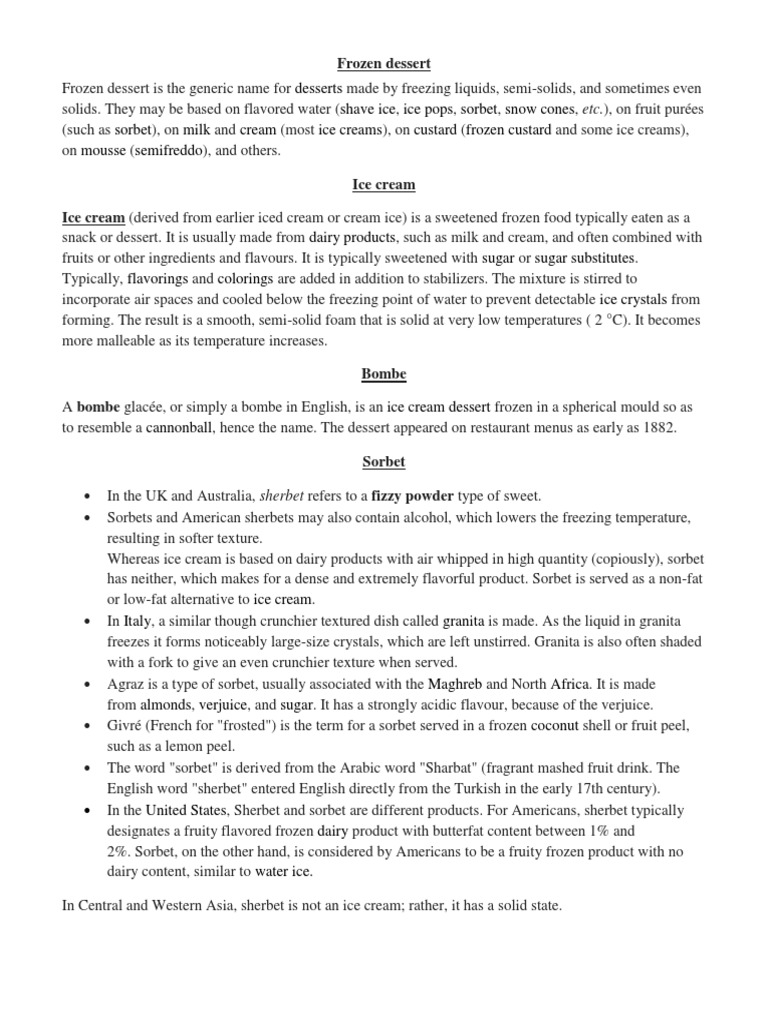 Frozen Dessert PDF Desserts Frozen Desserts