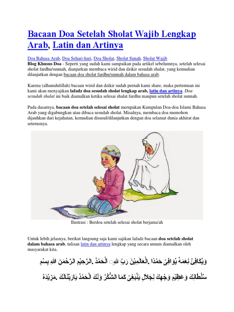 Bacaan Doa Setelah Sholat Wajib Lengkap Arab