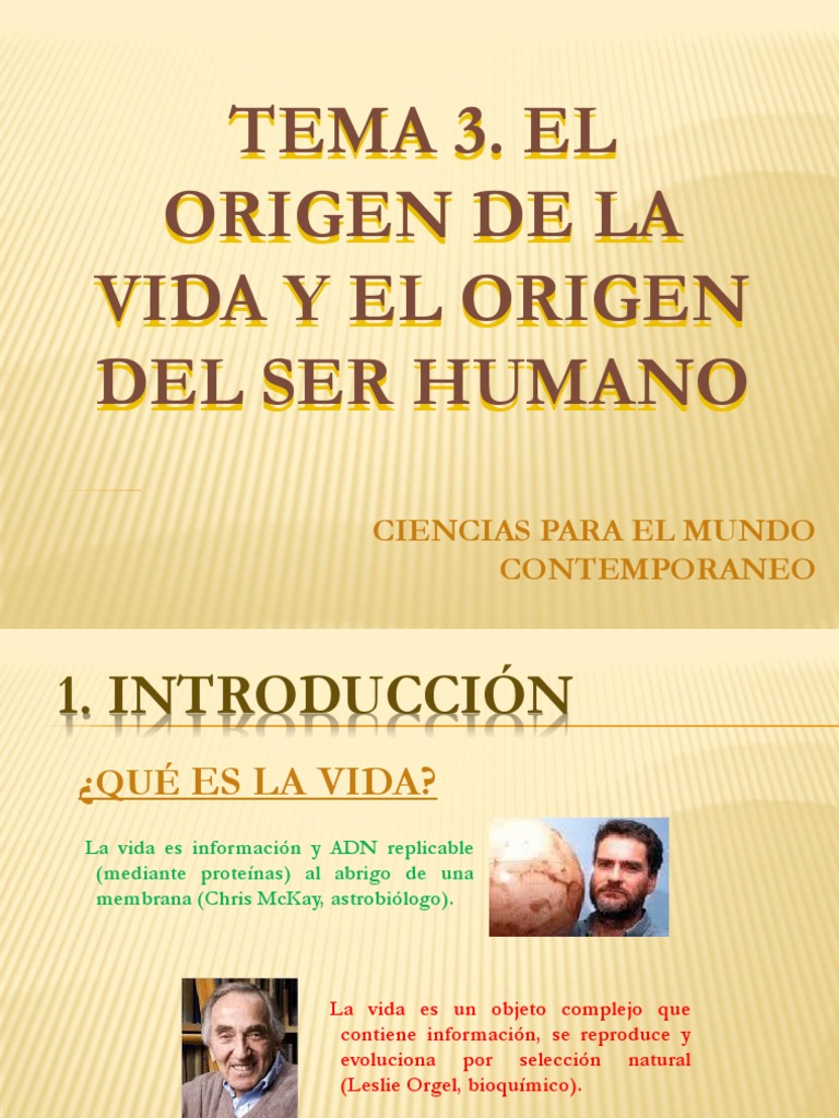 Origen de la Vida y del Ser Humano | PDF | Homo | Evolución humana