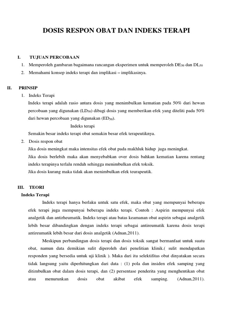 Dosis Respon Obat Dan Indeks Terapi (Revisi) PDF