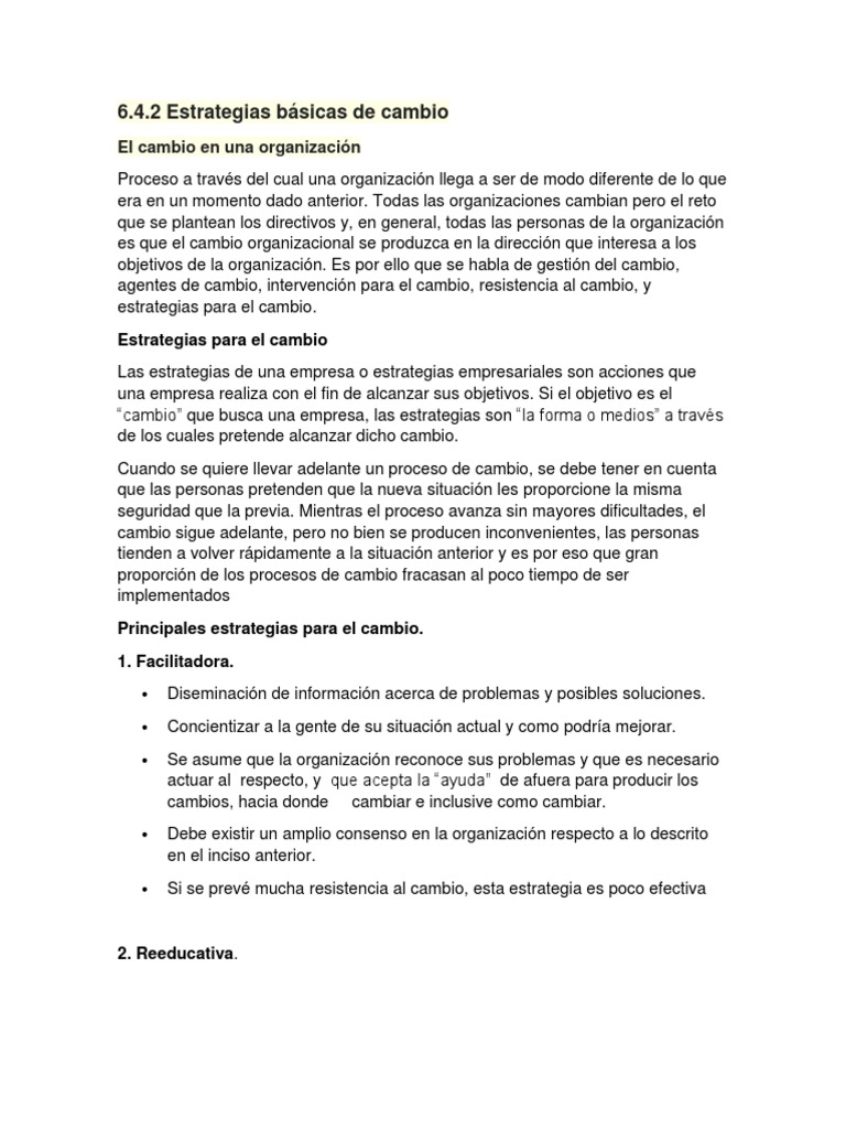 Estrategias Básicas para El Cambio | PDF | Toma de decisiones | Cambio