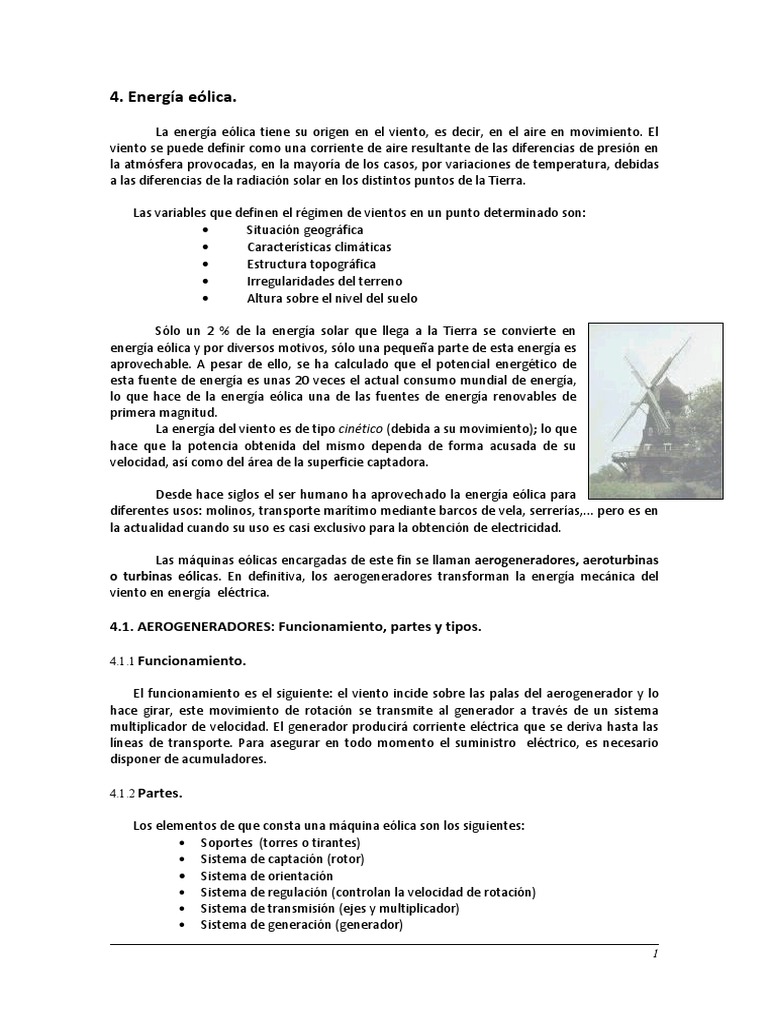 Tipos de Aerogeneradores Eólicos | PDF | Turbina eólica | Energía eólica