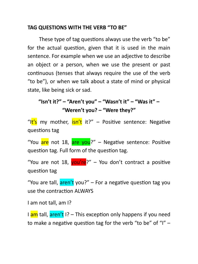Tag Questions with 