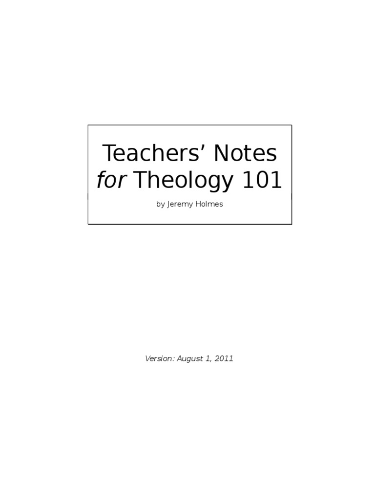 Teachers' Notes For THL 101 | PDF | Jacob | Abraham