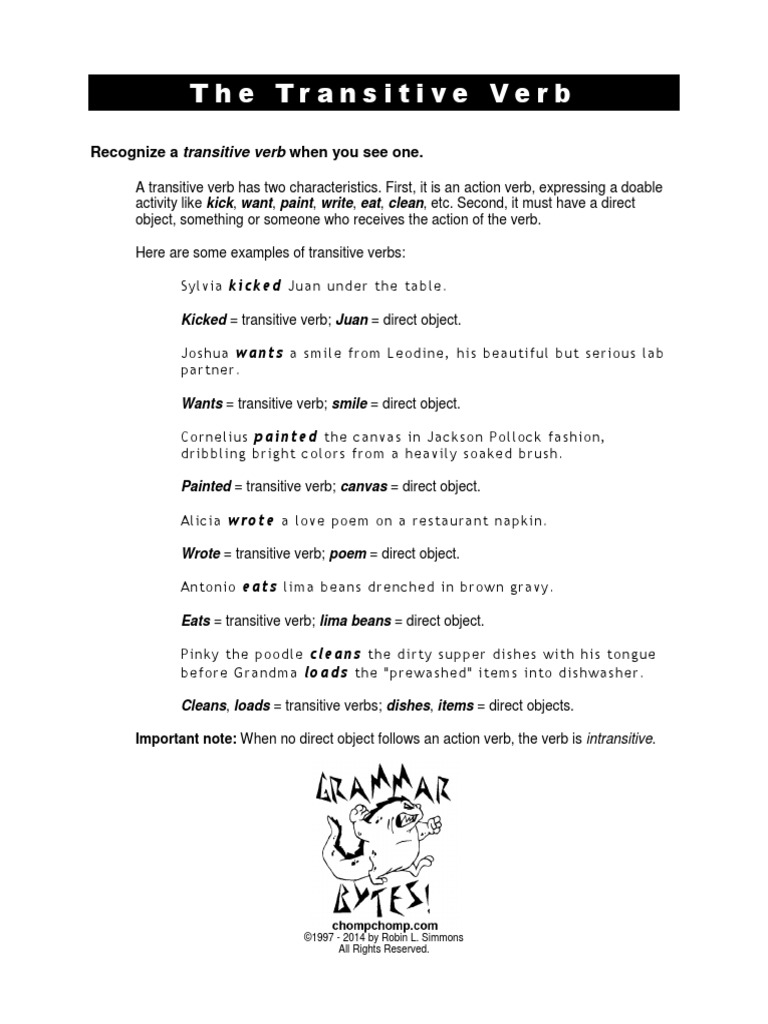 The Transitive Verb Recognize A Transitive Verb When You See One PDF