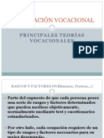 Orientación vocacional: principales teorías (Willianson, Parson, Miller, Roe, Holland, Super, Rogers