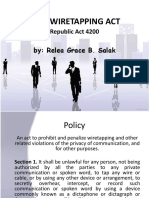 Anti-Wiretapping Act: Republic Act 4200 By: Relea Grace B. Salak