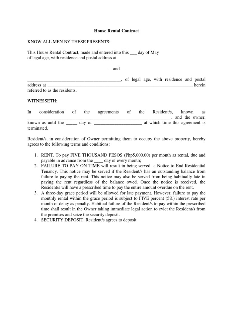 House Rental Contract Agreement | PDF