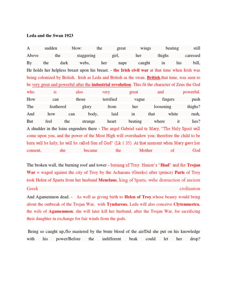 Leda and The Swan PDF Helen Of Troy Trojan War