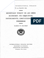 Monetary Policy in An Open Economy: Its Objectives Instruments, Limitations and Dilemmas