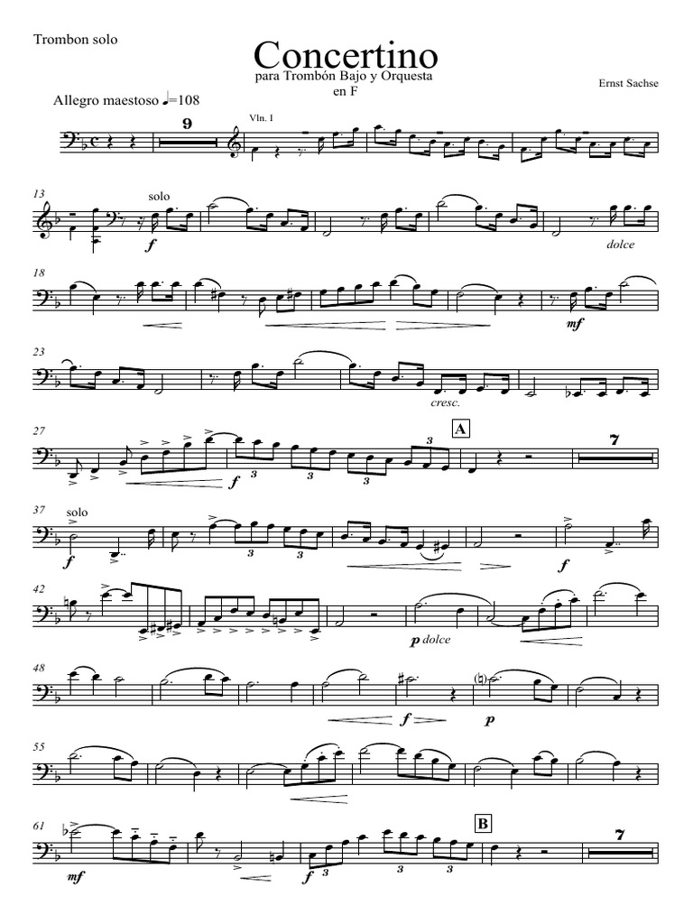 Concertino Sachse BassTrombone PDF PDF Musical Forms