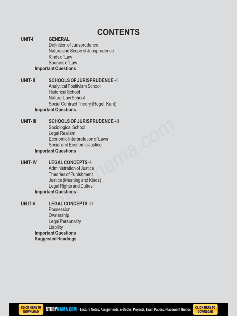 Jurisprudence Ebook & Lecture Notes PDF Download (Studynama - Com ...