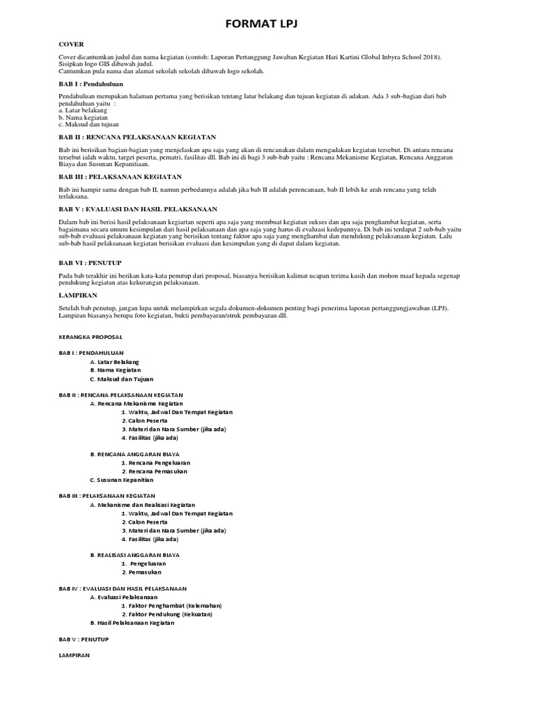 Contoh Laporan Pertanggungjawaban Kegiatan Sekolah