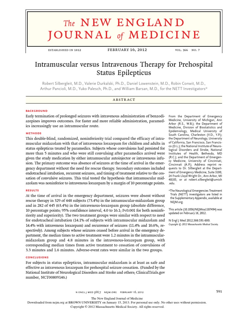 Intramuscular Versus Intravenous Therapy For Prehospital PDF
