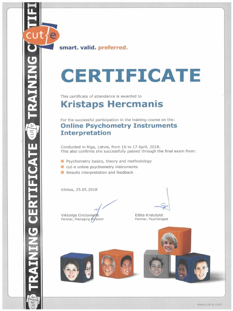 Cut-e Online Psychometry Training Certificate | PDF