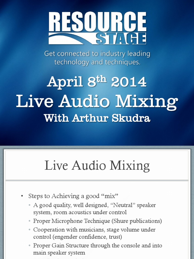 Live Audio Mixing Techniques Guide | PDF | Equalization (Audio) | Recording