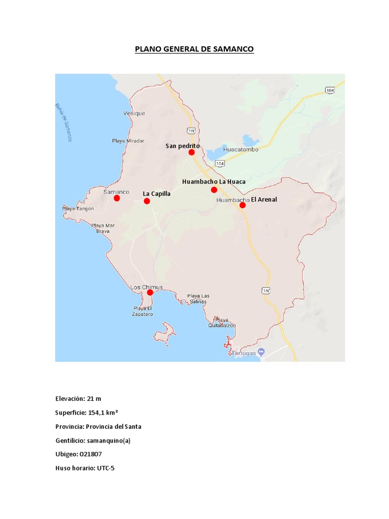 Mapa y Datos del Distrito de Samanco | PDF