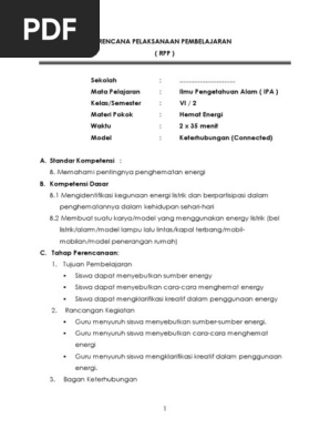 Rpp Kelas 6 Penghematan Energi