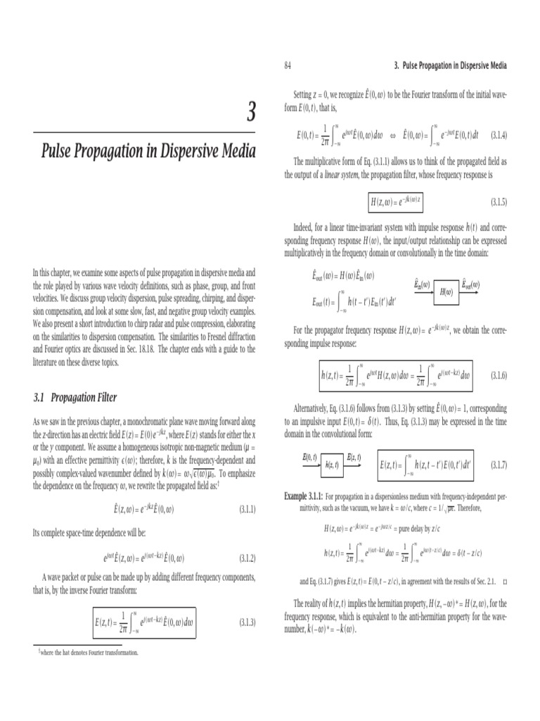 Ch03 - Pulse Propagation in Dispersive Media | PDF | Dispersion (Optics ...
