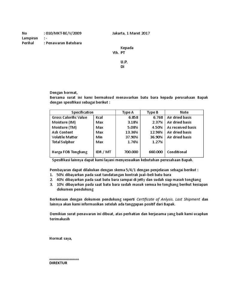 Contoh Penawaran Batubara Pdf